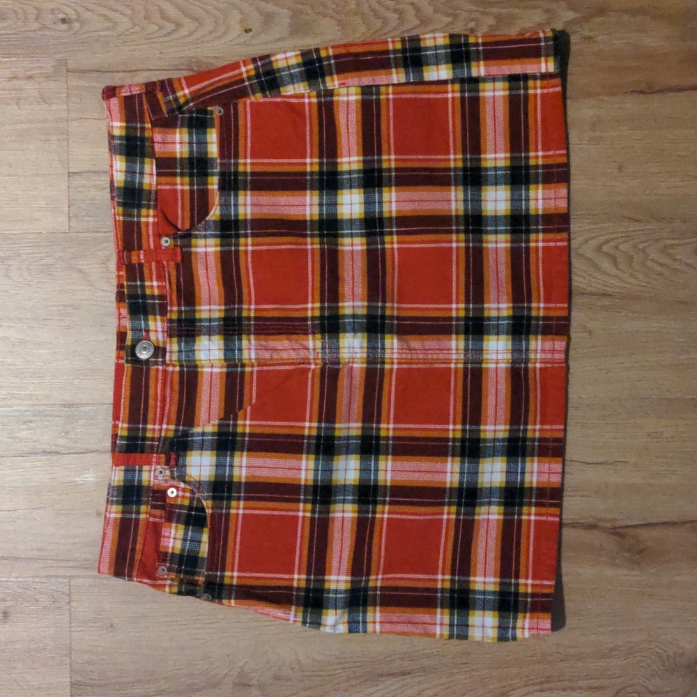 Plaid Corduroy Mini Skirt